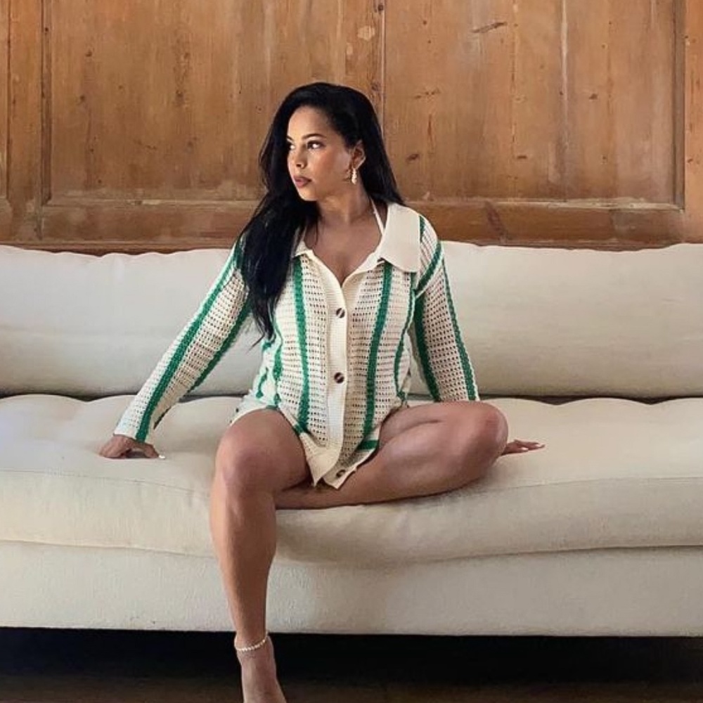 Green Knit Stripe Set